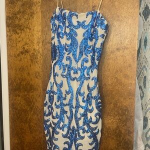 Windsor Blue Sequin Patterned Mini Dress